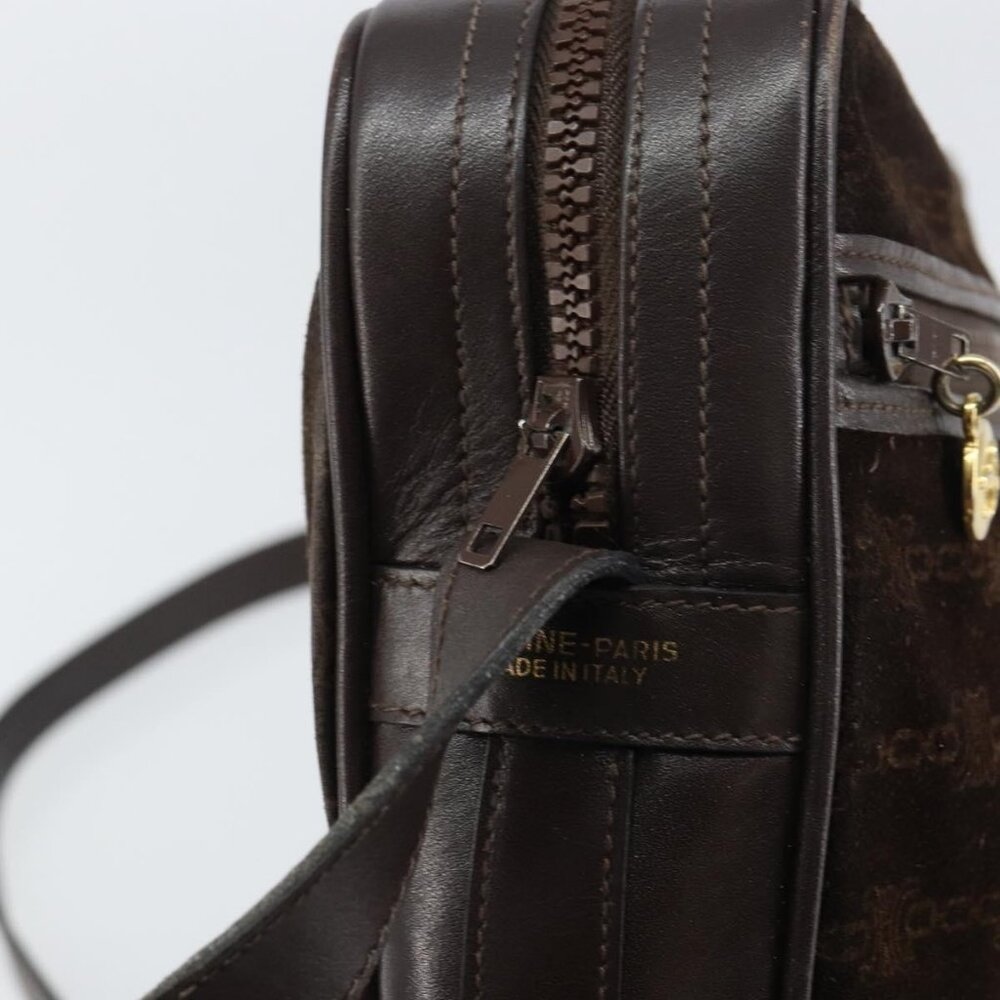 Authentic CELINE Shoulder Bag Leather Suede Brown Gold - Picture 7 of 16